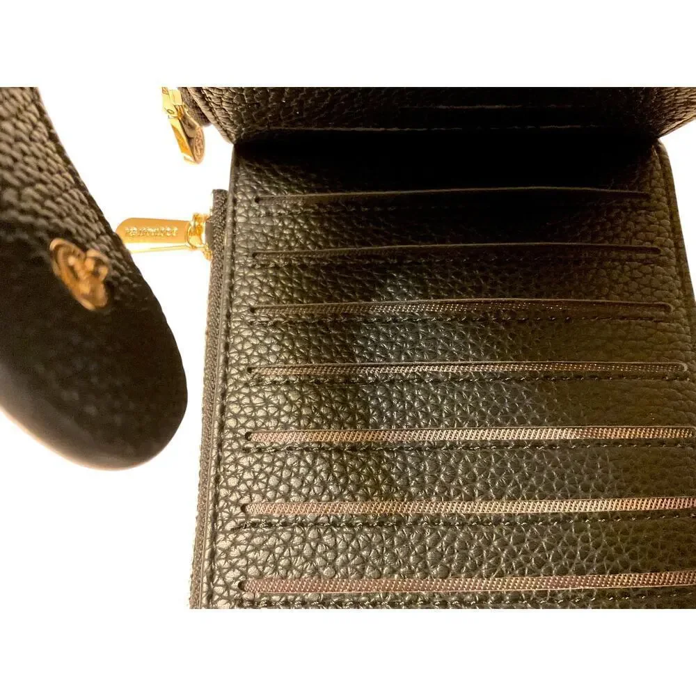 Bostanten Black Pebble Leather Wallet & Card Holder | NEW
